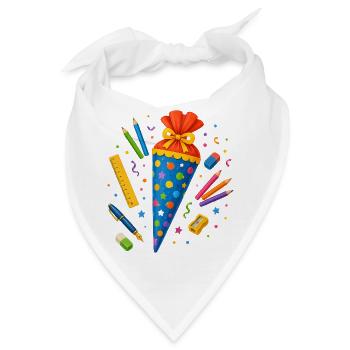 Bunte Schultüte mit Schulbedarf  - Bandana - Weiß - Vorne