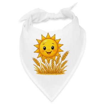 Lachende Sonne über Weizenfeld - Bandana - Weiß - Vorne