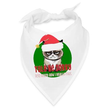 Wütende Weihnachtskatze mit Weihnachtsmütze Weihnachtsmütze Entschuldigung - Bandana - Weiß - Vorne