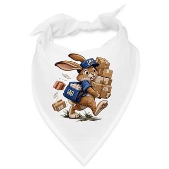 Hase als Paketbote   - Bandana - Weiß - Vorne