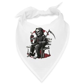 Grim Reaper Kaffee auf Bank - Bandana - Weiß - Vorne