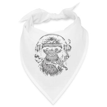 DJ Chimp mit Kopfhörern - Bandana - Weiß - Vorne