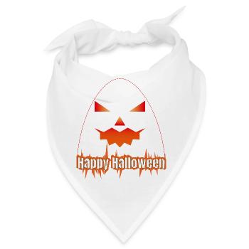 Halloween Kürbis-Gesicht mit Text - Bandana - Weiß - Vorne