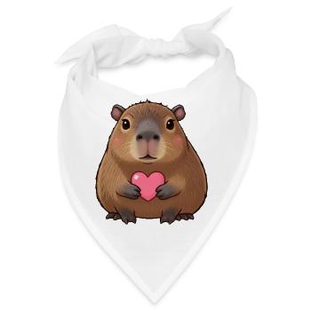 Capybara Wasserschwein mit Herz Geschenk  - Bandana - Weiß - Vorne