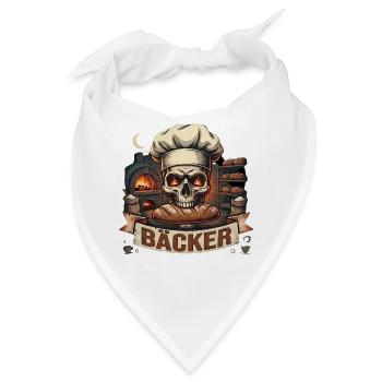 Totenkopf Bäcker Motiv - Bandana - Weiß - Vorne