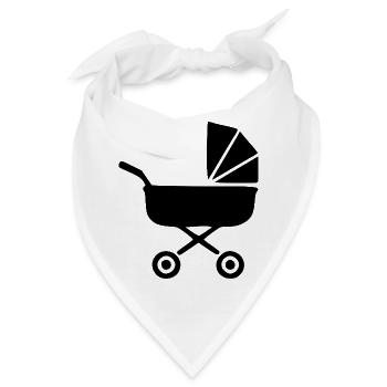 Schwarzer Kinderwagen Baby Geburt Geschenk  - Bandana - Weiß - Vorne