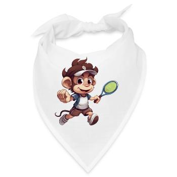 Tennis spielender Affe Schimpanse Cartoon - Bandana - Weiß - Vorne