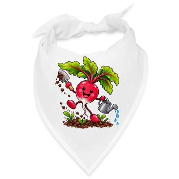 Fröhliches Radieschen beim Gärtnern  - Bandana - Weiß - Vorne