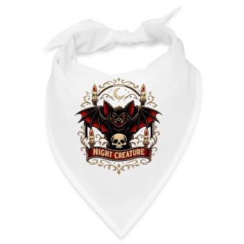 Nachtkreatur mit Fledermaus und Schädel - Bandana - Weiß - Vorne