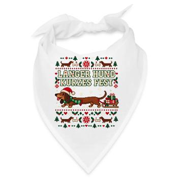 Weihnachtsdackel - Langer Hund kurzes Fest - Bandana - Weiß - Vorne