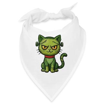 Grüne Zombie-Katze - Bandana - Weiß - Vorne