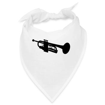 Trompete Silhouette - Bandana - Weiß - Vorne
