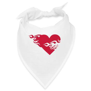 Herz in Flammen - Bandana - Weiß - Vorne