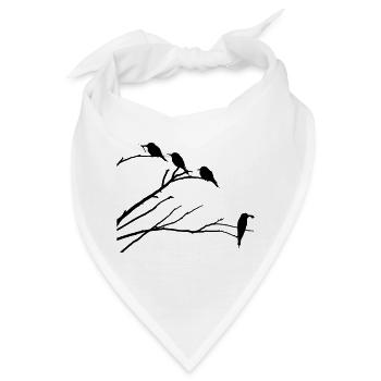 Vögel auf Ast - Bandana - Weiß - Vorne