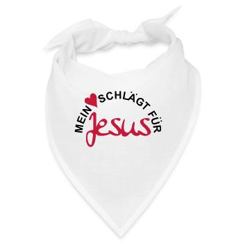 MEIN HERZ SCHLÄGT FÜR JESUS - Bandana - Weiß - Vorne