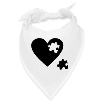 Herz Puzzle - Bandana - Weiß - Vorne
