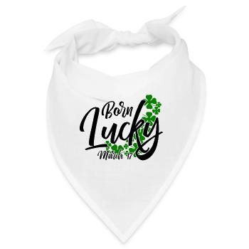 Born Lucky On Saint Patrick's Day March 17th - Bandana - Weiß - Vorne