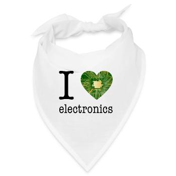I love Electronics - Elektronik / Geschenk Idee - Bandana - Weiß - Vorne