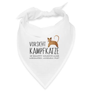 Vorsicht Kampfkatze Mieze Geschenk Idee - Bandana - Weiß - Vorne