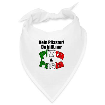 Pizza & Pasta Italien lustig Spruch Geschenk - Bandana - Weiß - Vorne