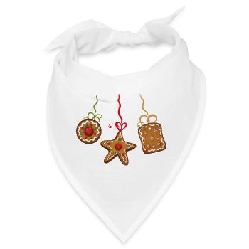 Lebkuchen Weihnachten Plätzchen Gebäck Kekse - Bandana - Weiß - Vorne