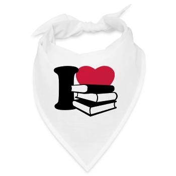 I love books - Ich liebe Bücher - Bandana - Weiß - Vorne