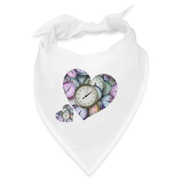 Herzen aus Uhren - Bandana - Weiß - Vorne