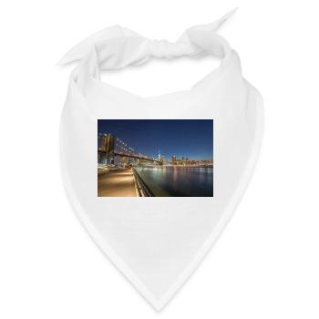 Panoramic View Brooklyn Bridge and Skyline - Bandana - Weiß - Vorne