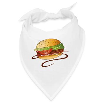 Burger Fast Food Junk Imbiss Grillen BBQ - Bandana - Weiß - Vorne