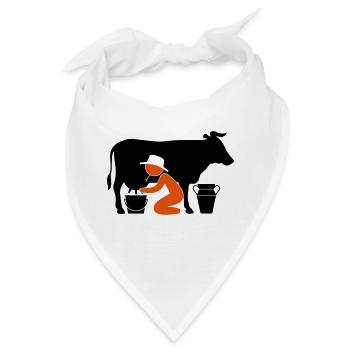 Bauer beim Melken einer Kuh - Bandana - Weiß - Vorne
