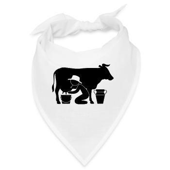 Bauer beim Melken einer Kuh - Bandana - Weiß - Vorne