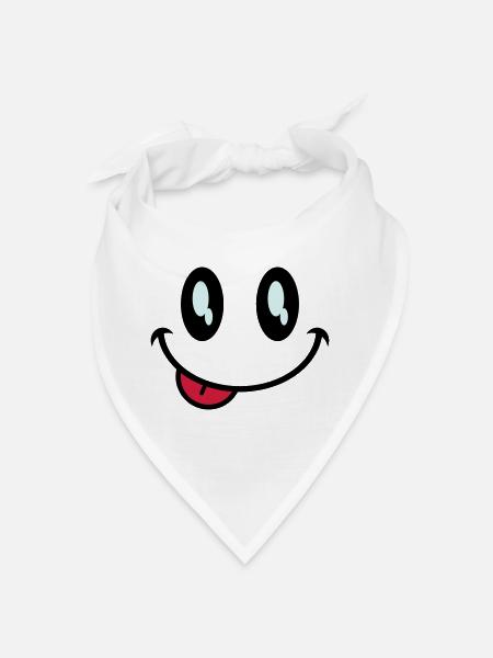 augen smiley zunge - Bandana - Weiß - Vorne