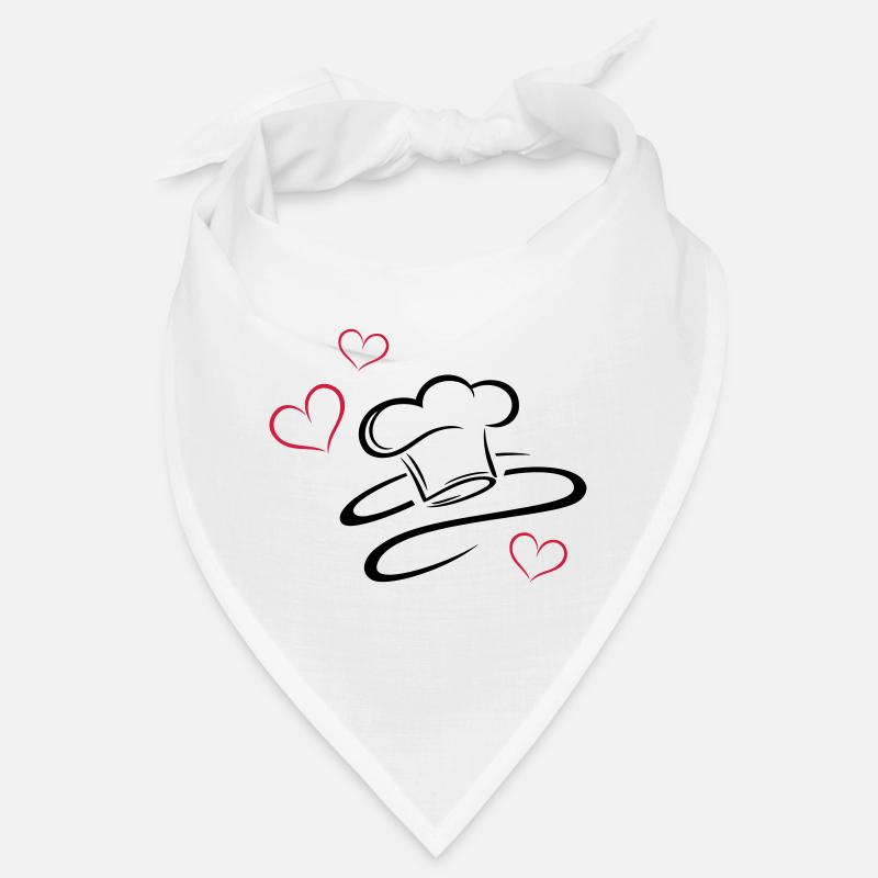 Cuisinier, logo, chapeau de chef avec trois coeurs Bandana