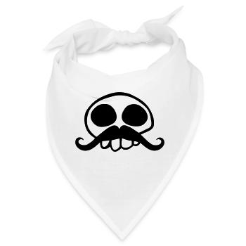 Totenkopf Schnurrbartschädel mit lustigem Schnurrb - Bandana - Weiß - Vorne