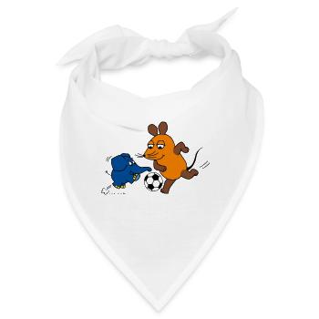Maus und Elefant spielen Fussball - Bandana - Weiß - Vorne