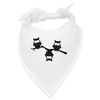 Eulen Lustig Ast Kopfüber Uhu verrückt - Bandana - Weiß - Vorne