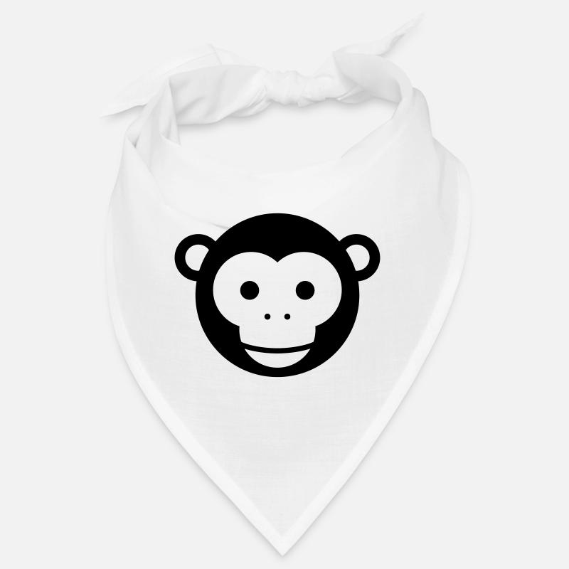 Monkey Head – Cute Monkey Face Cartoon - Bandana - white