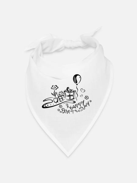Happy Birthday motif, Congratulations - Bandana - white - Front