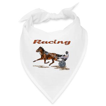 Rennpferd mit Jockey und Traber - Bandana - Weiß - Vorne