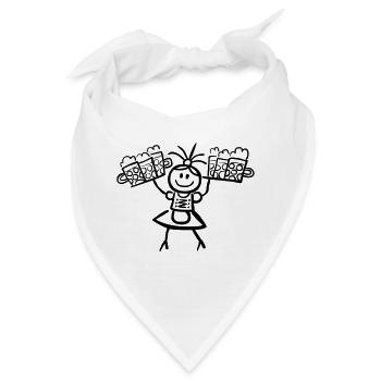 Kellnerin im Dirndl mit Biertablett - Bandana - Weiß - Vorne