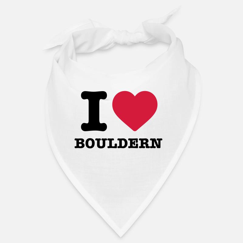 I love Bouldern Spruch Herz rot Klettern Boulderer - Bandana - Weiß
