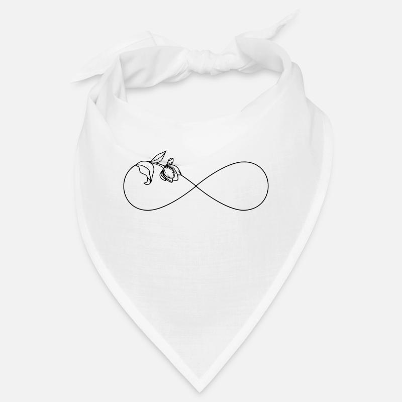 Schlichtes Unendlichkeitssymbol Infinity mit Blume - Bandana - Weiß
