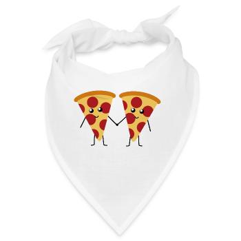 Süße Kawaii pepperoni Pizza hält Hände - Bandana - Weiß - Vorne