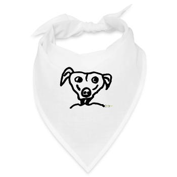 Hundekopf Zeichnung SW - Bandana - Weiß - Vorne