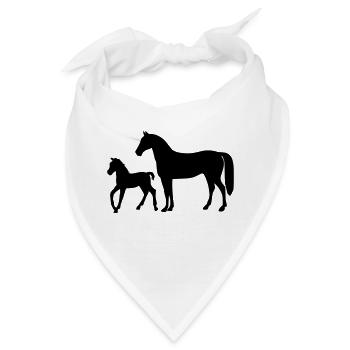 Pferd mit Fohlen - Bandana - Weiß - Vorne