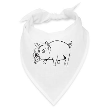 Schwein Ferkel Tier - Bandana - Weiß - Vorne