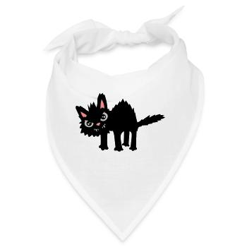 Lustige Böse Katze - Bandana - Weiß - Vorne