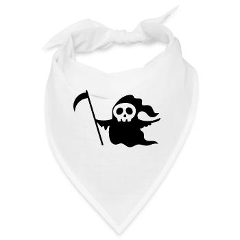 Wandelnder Todesschädel mit einer Sense - Bandana - Weiß - Vorne