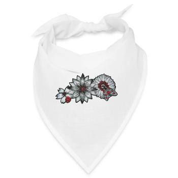 Blumen und Motte - Bandana - Weiß - Vorne