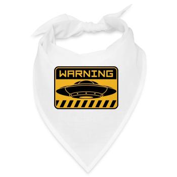 Warning Schild fliegende UFOs - Bandana - Weiß - Vorne